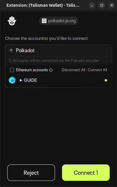 Talisman Wallet Connection